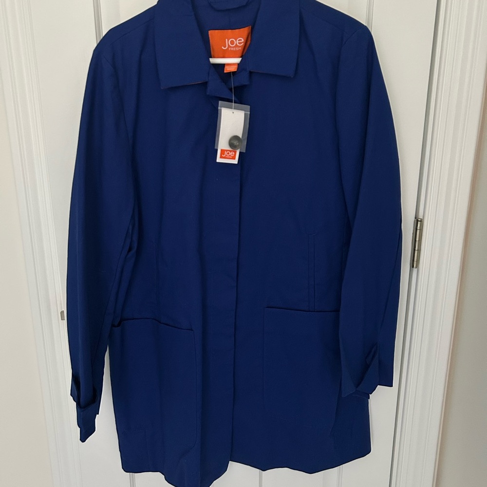 NWT Joe Fresh Dark Blue Coat Jacket Large Pockets Womens Large New